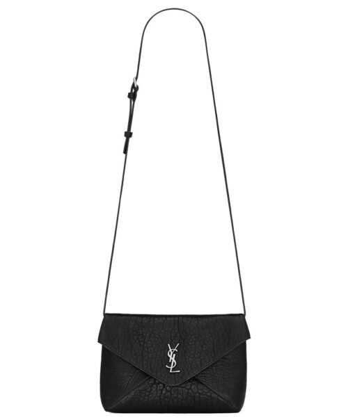 Saint Laurent Cassandre Envelope Messenger In Lambskin Black